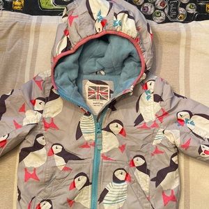 Mini Boden Girls Puffin winter coat Sz 1.5 to 2 years